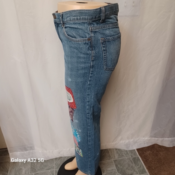 Lands' End Blue Ankle Cropped Jeans with Playful Patchwork Size 14 - Picture 7 of 14